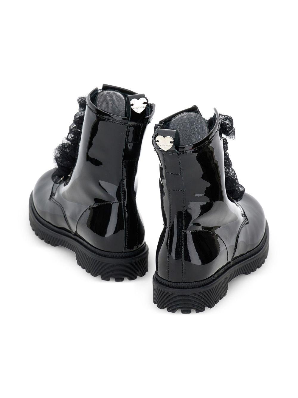 Anfibi per bambina Monnalisa neri con ruches - Rubino Kids