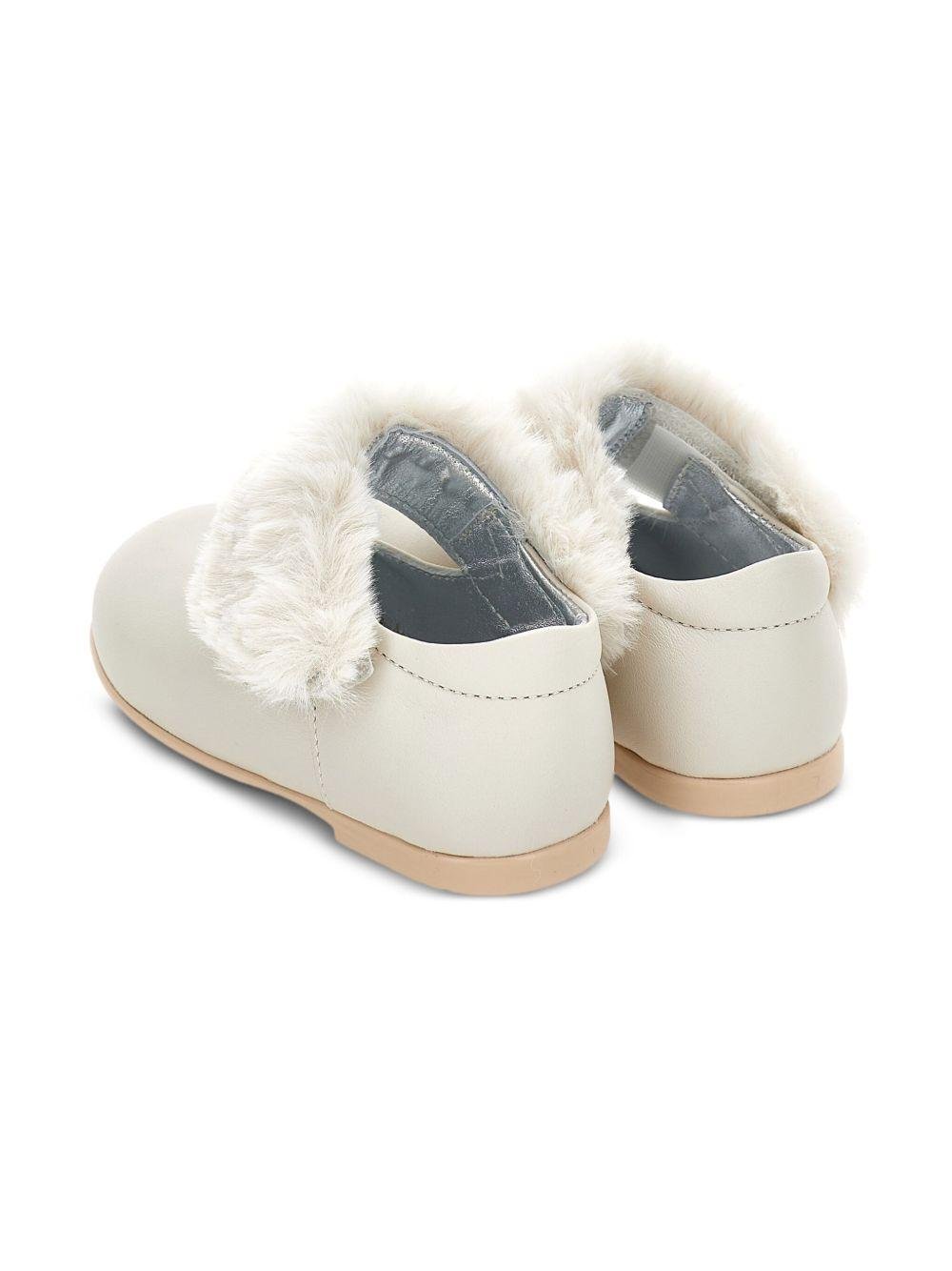 Ballerine Mary Jane per bambina Monnalisa color crema in pelliccia - Rubino Kids