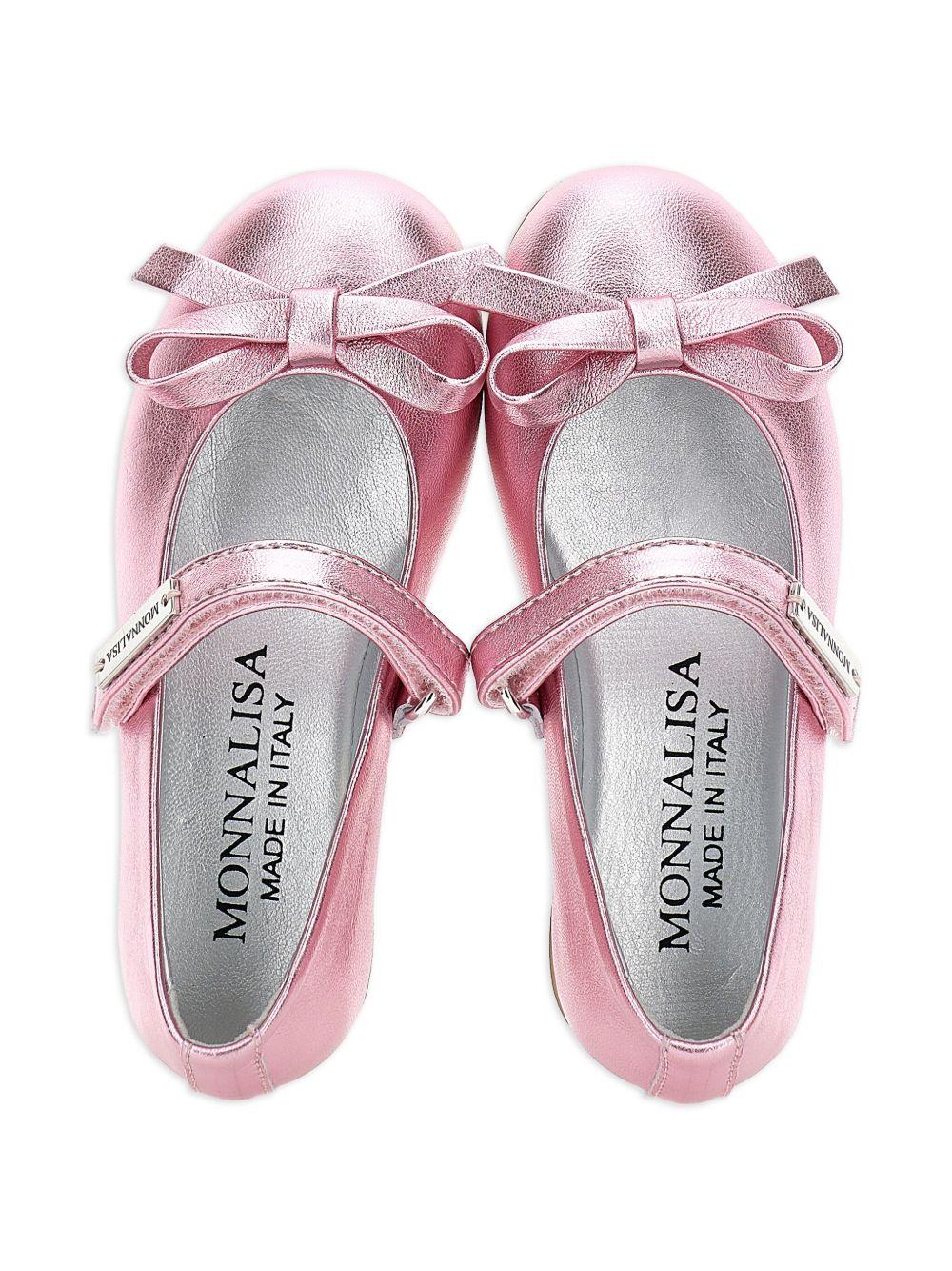 Ballerine Mary Jane per bambina Monnalisa rosa in pelle metalizzata - Rubino Kids