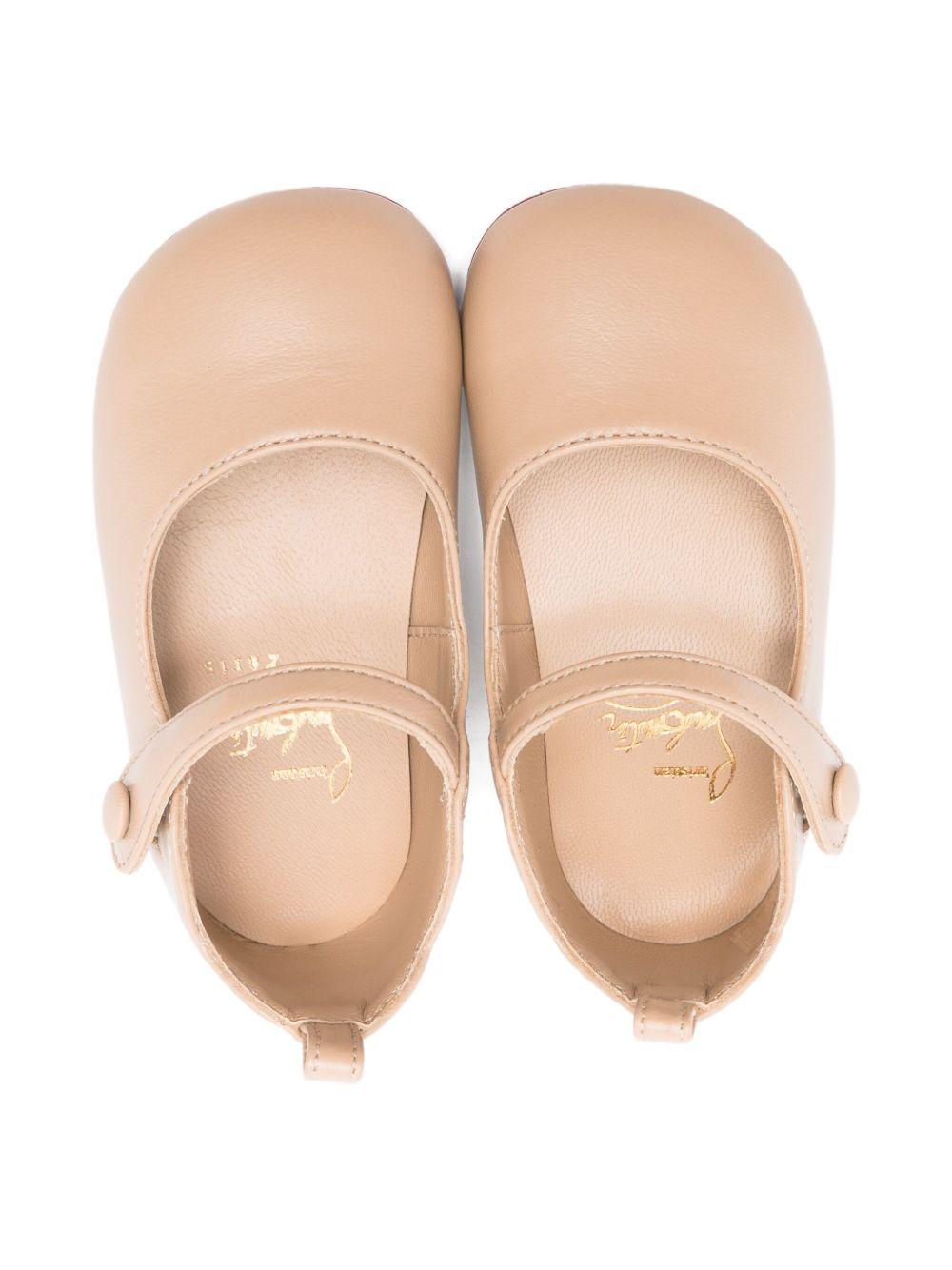 Ballerine Mary Janes per neonata Christian Louboutin Kids beige con chiusura laterale con bottone - Rubino Kids
