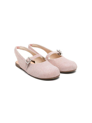BabyWalker Mary Jane Ballet Flats for Girls in Pink with Glitter Details
