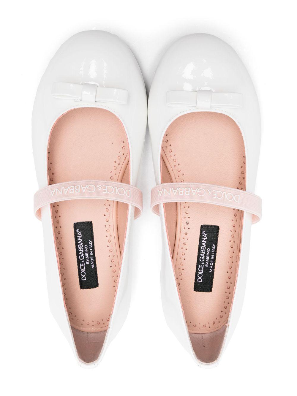 Ballerine per bambina Dolce & Gabbana Kids bianco con rifinitura lucida - Rubino Kids