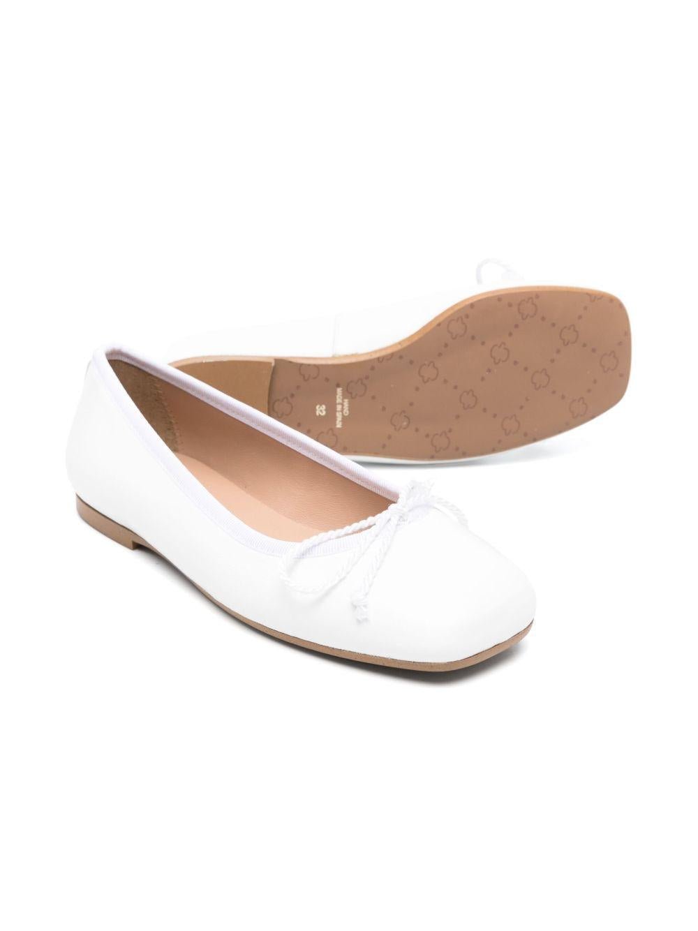 Ballerine per bambina Eli1957 bianco in pelle con soletta in pelle con logo e punta quadrata - Rubino Kids