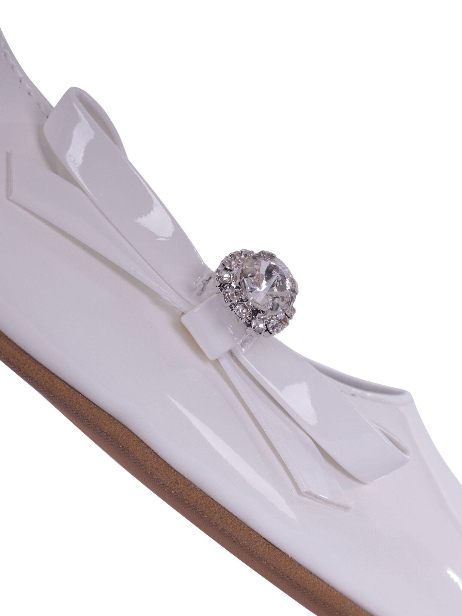 Ballerine per bambina Monnalisa bianche con fiocco e cristalli - Rubino Kids