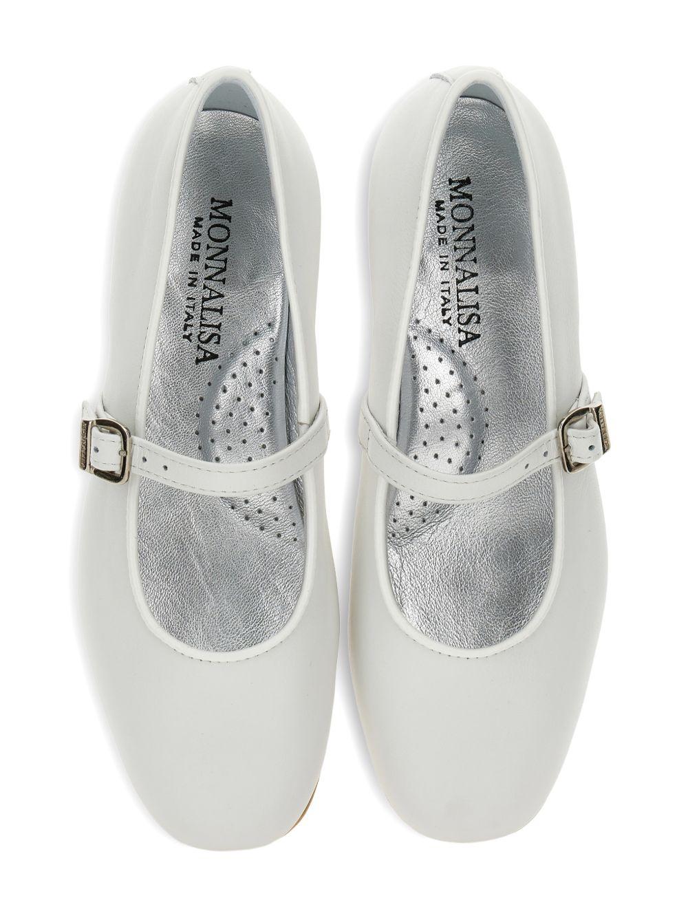 Ballerine per bambina Monnalisa bianche in pelle scamosciata con fibbia - Rubino Kids