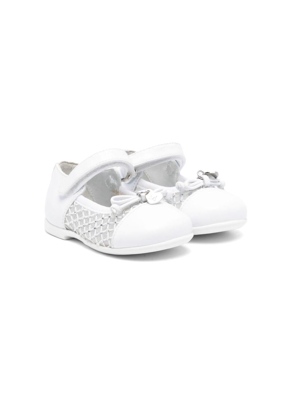 Ballerine per bambina Monnalisa bianco con decorazione in cristalli - Rubino Kids
