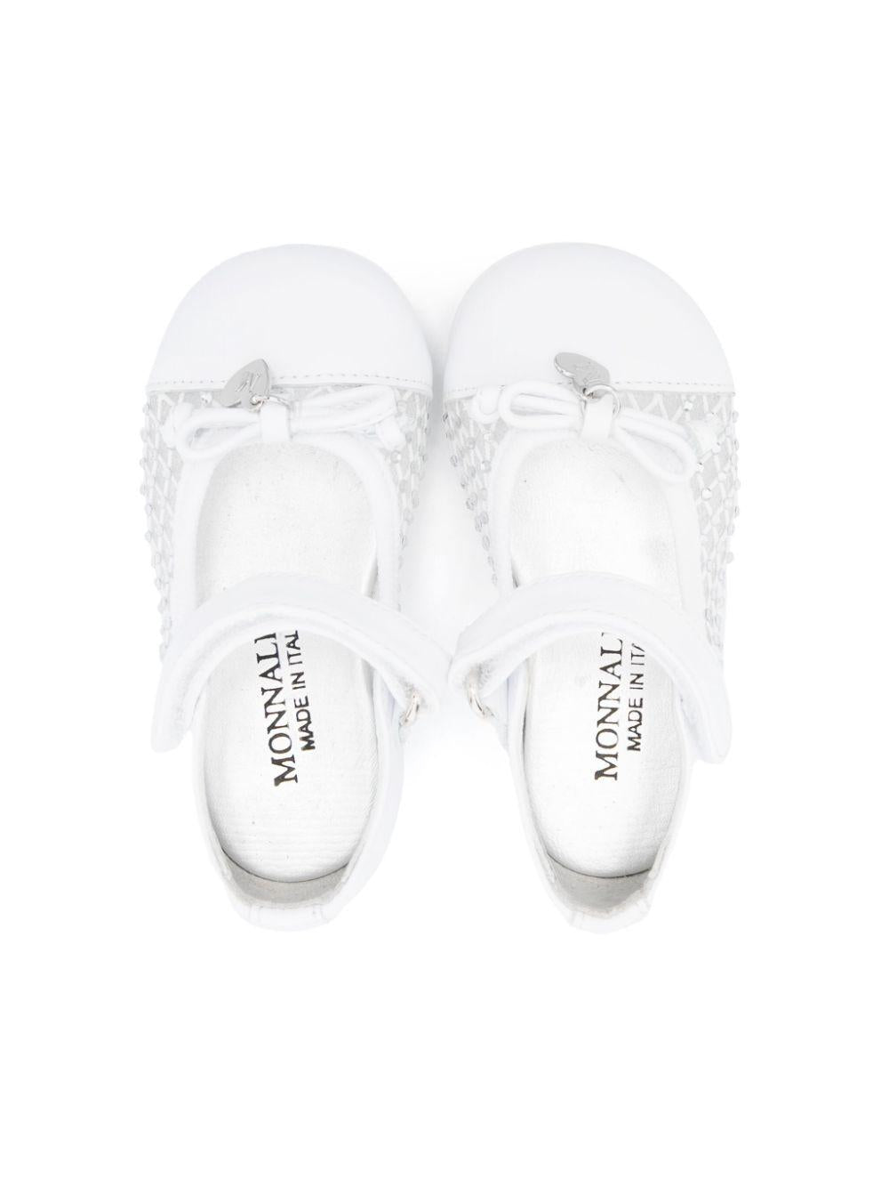 Ballerine per bambina Monnalisa bianco con decorazione in cristalli - Rubino Kids