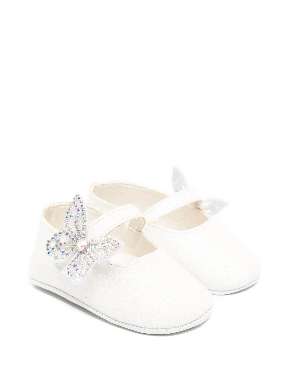 Ballerine per neonata BabyWalker bianco con farfalle - Rubino Kids