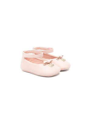 Ballerine per neonata Dolce & Gabbana Kids rosa con placca logo