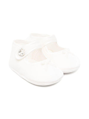 Ballerine per neonata Monnalisa con fiocco decorato con gioielli