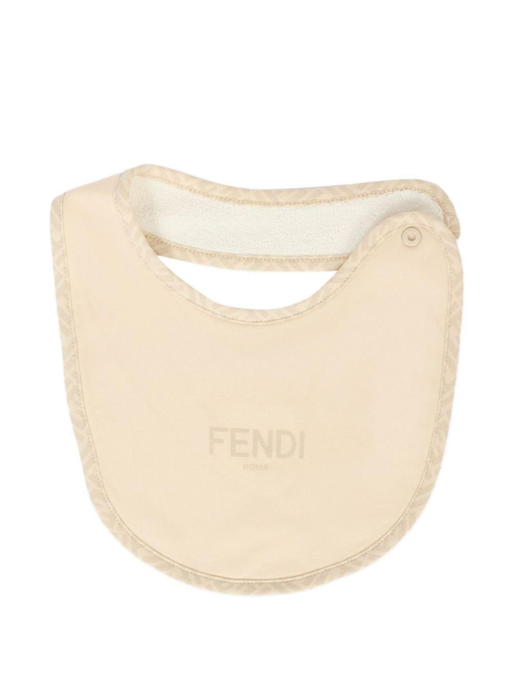 Bavaglini per neonati Fendi Kids beige con motivo con logo FF - Rubino Kids