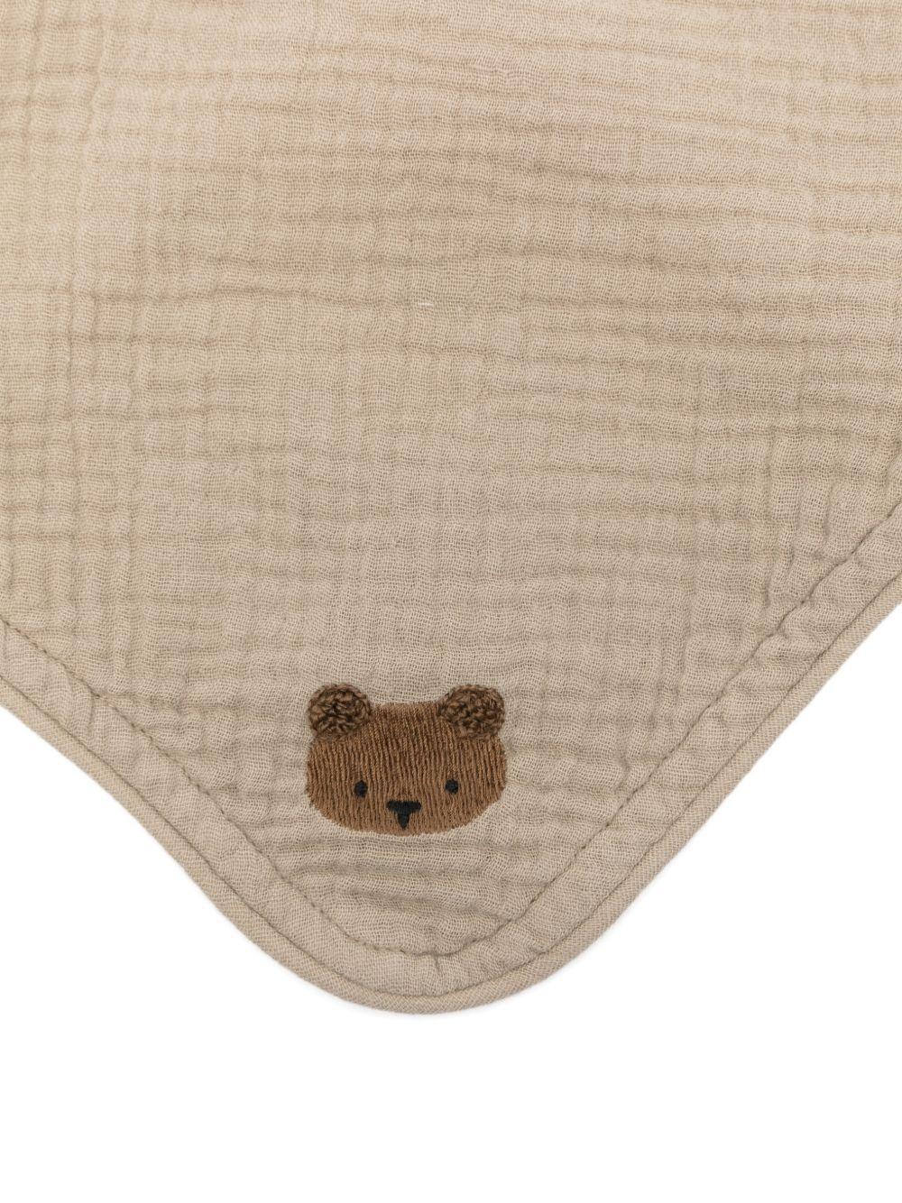 Bavaglino Bintje per neonati Donsje beige con ricamo orsetto - Rubino Kids