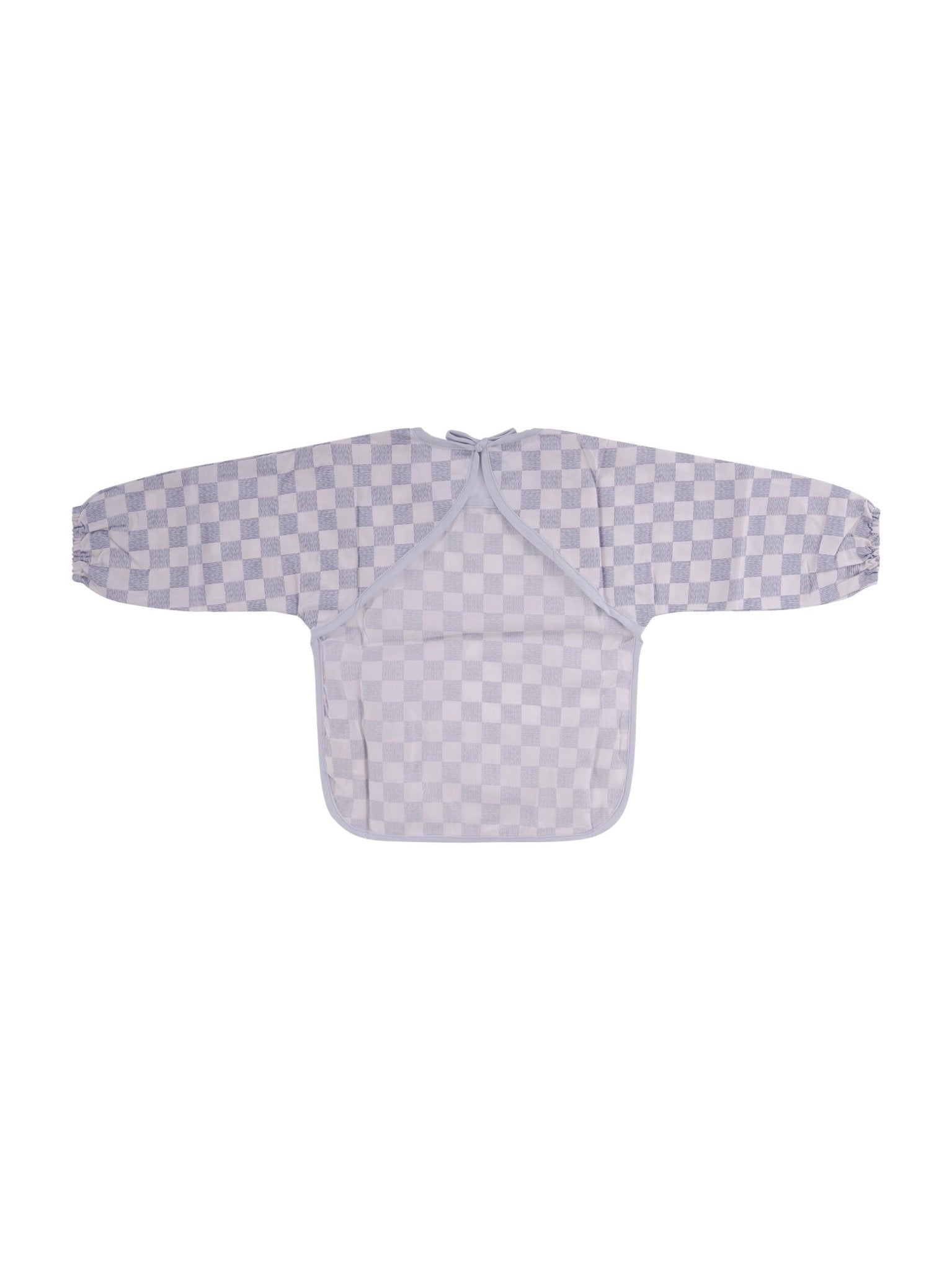 Bavaglino con maniche per neonati Avery Row azzurro con motivo a scacchiera - Rubino Kids
