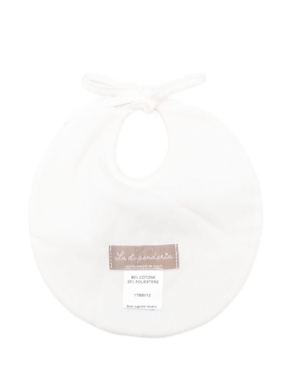 Bavaglino per neonata La Stupenderia bianco con cuore rosa - Rubino Kids