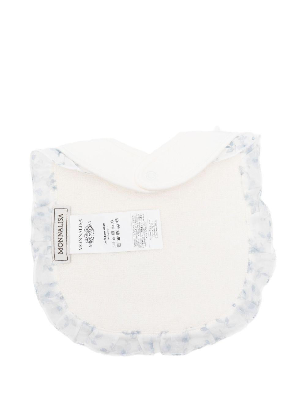 Bavaglino per neonati Monnalisa bianco con volant azzurro - Rubino Kids
