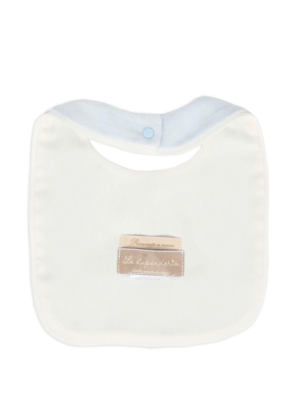 Bavaglino per neonato La Stupenderia azzurro con dettaglio ricamato - Rubino Kids