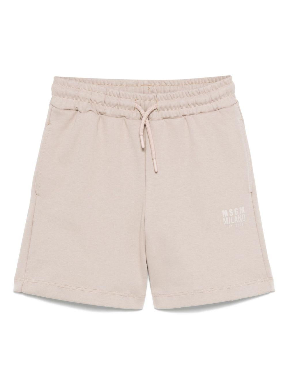 Bermuda con logo per bambino MSGM Kids beige con due tasche laterali - Rubino Kids