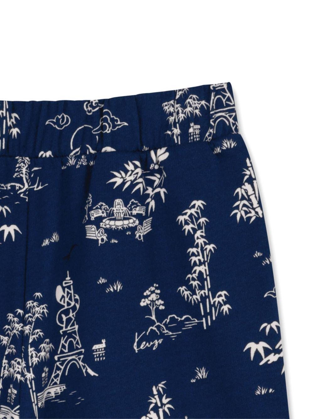 Bermuda per bambino Kenzo Kids blu con stampa grafica all - over - Rubino Kids