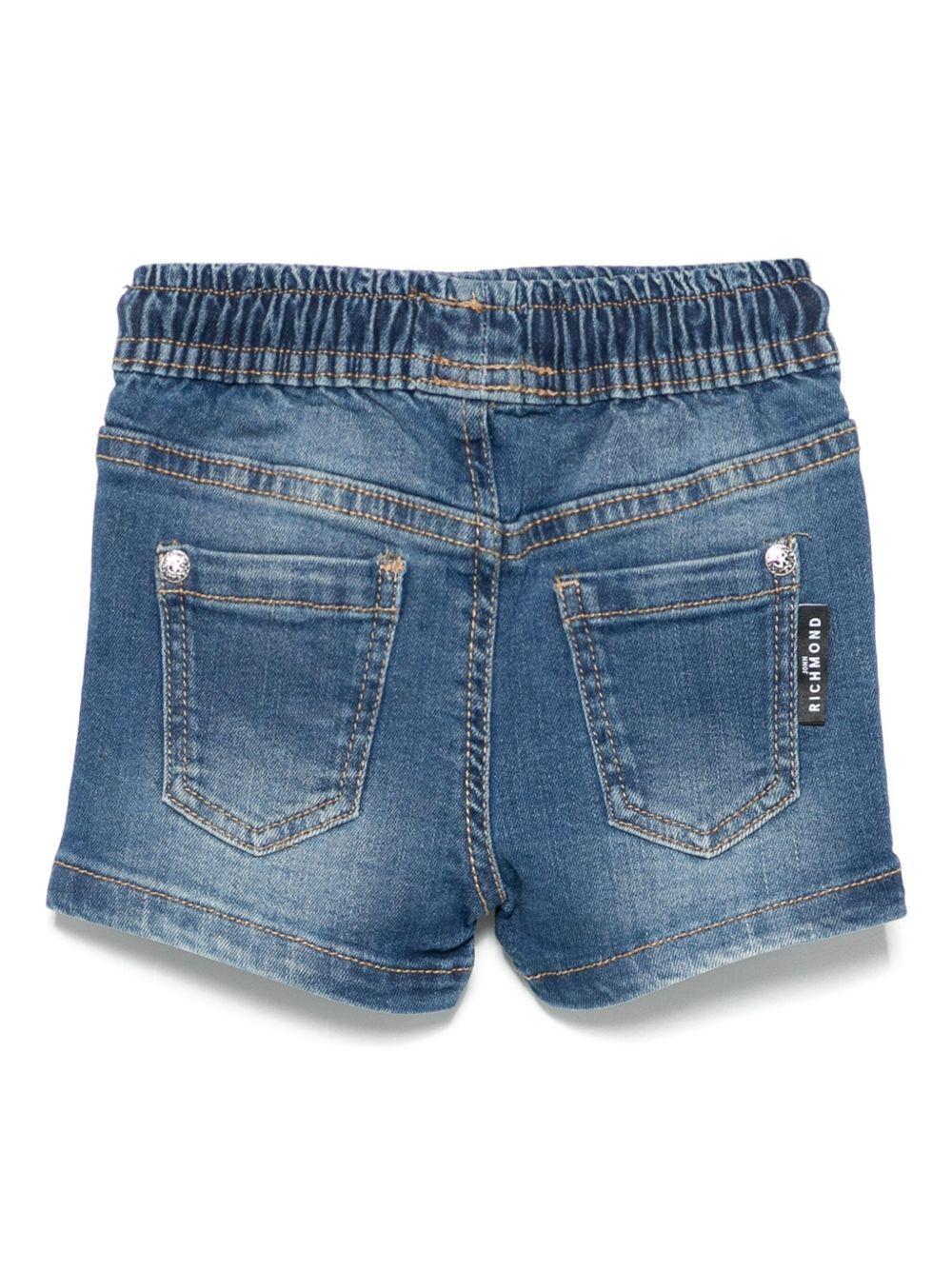 Bermuda per neonato John Richmond Junior in denim con logo - Rubino Kids