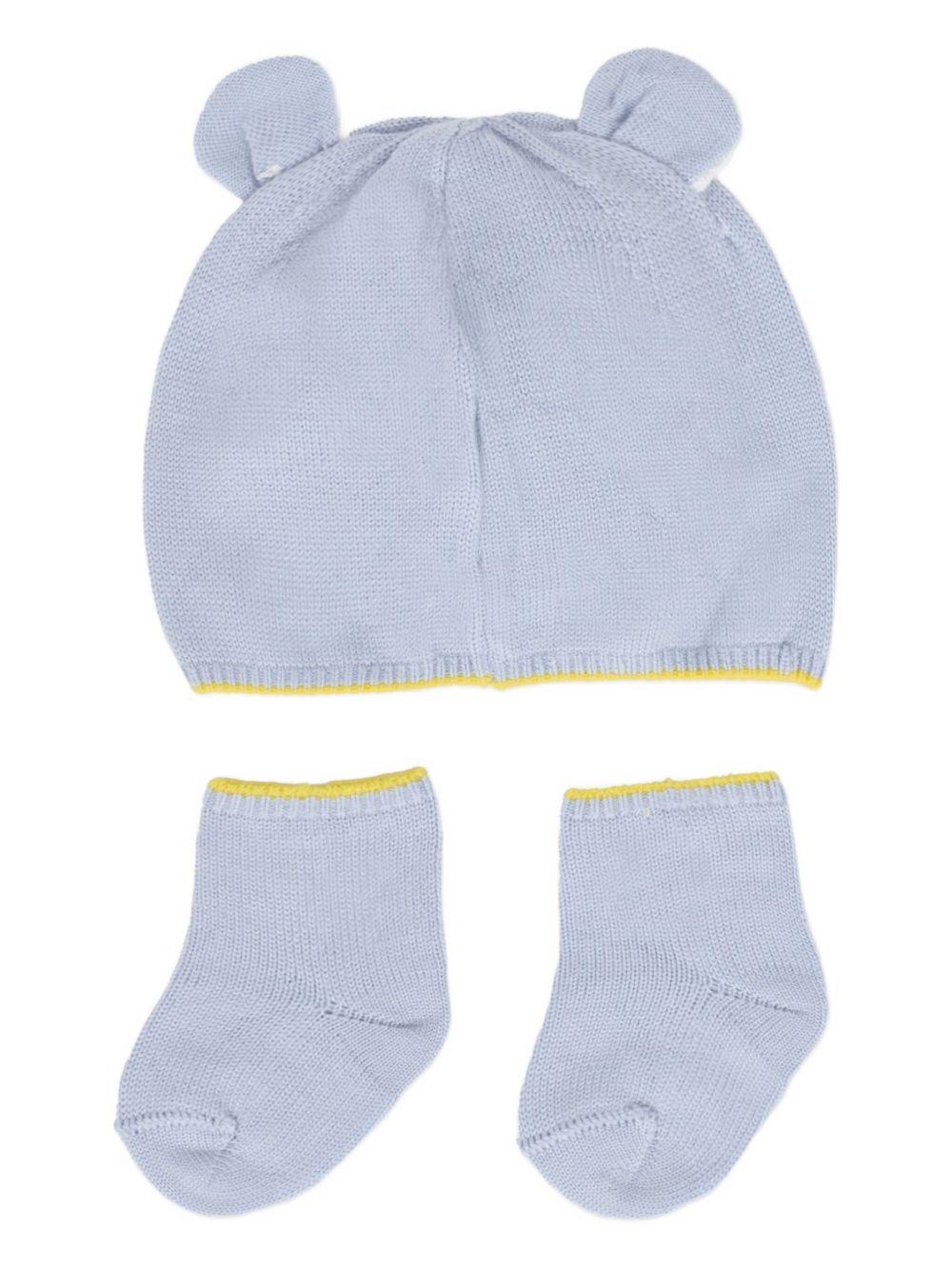 Berretto e calzini per neonati Gensami Kids azzurro con bordo a contrasto (2 pezzi) - Rubino Kids