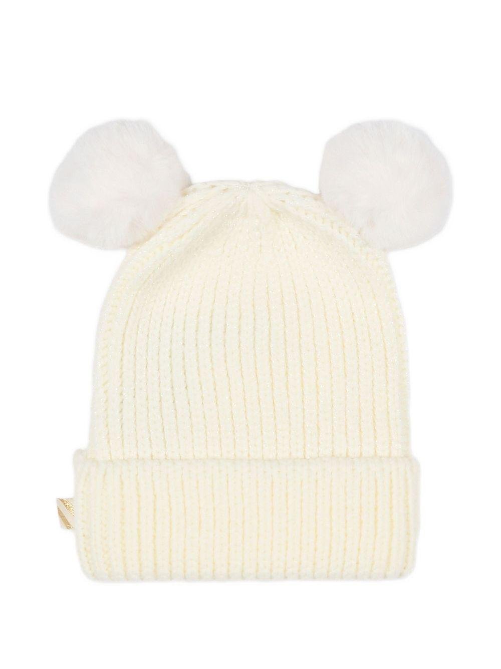 Berretto per bambina Billieblush bianco con pompon - Rubino Kids