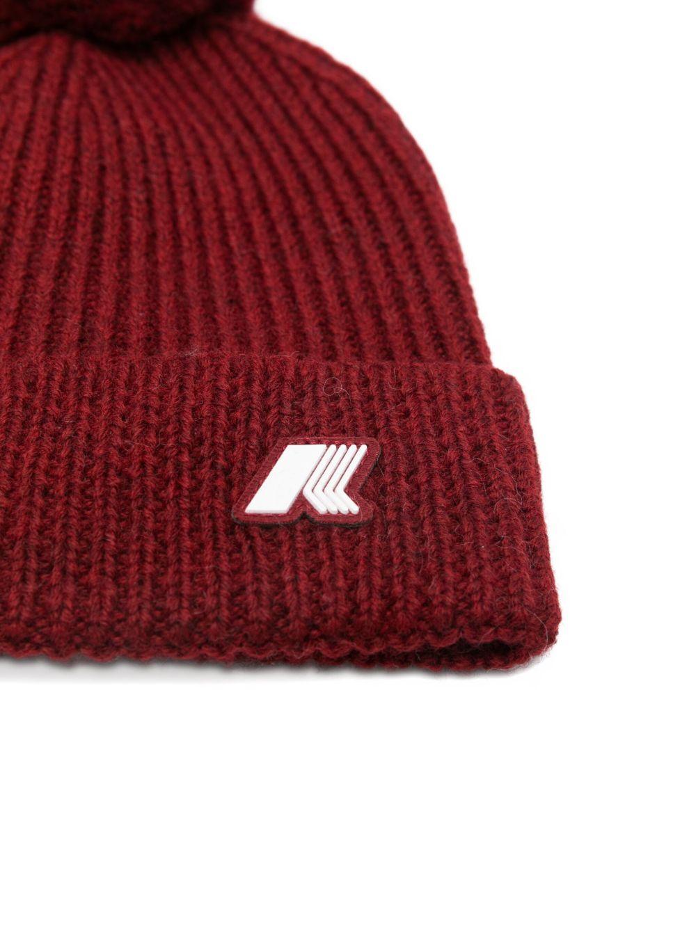 Berretto per bambina K - Way Kids rosso con pompon a coste - Rubino Kids