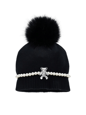 Berretto per bambina Monnalisa nero con pompon