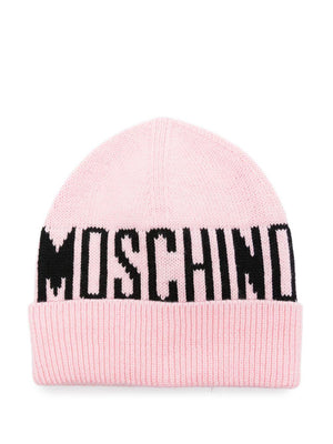 Berretto per bambina Moschino Kids rosa con motivo a coste