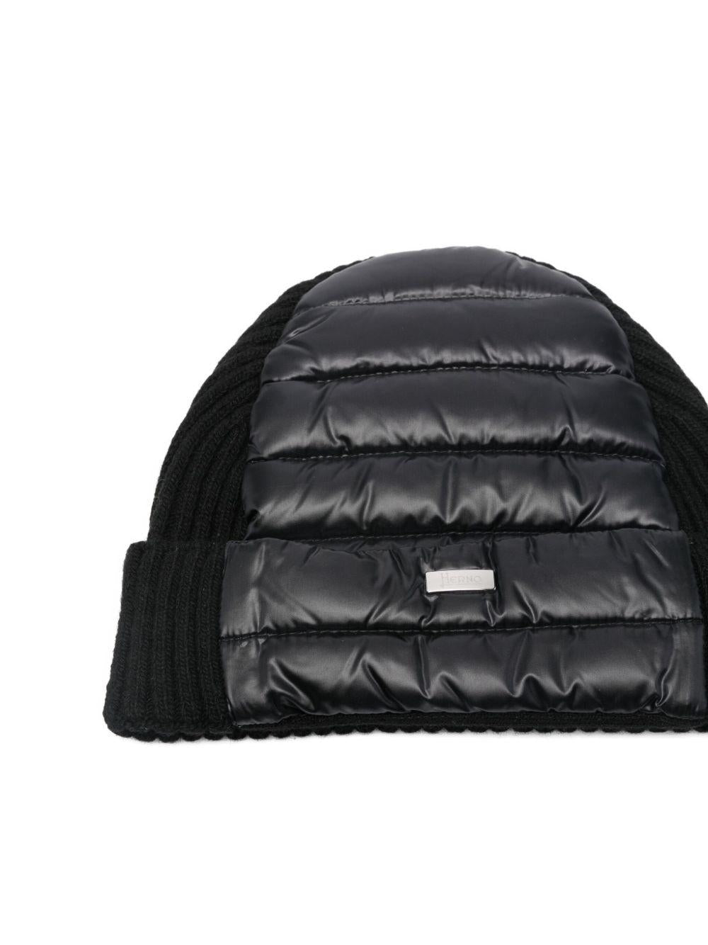 Berretto per bambini Herno Kids nero con inserti trapuntati - Rubino Kids