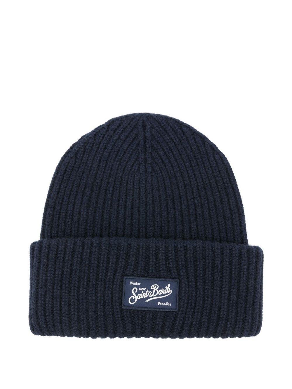 Berretto per bambini MC2 Saint Barth Kids blu con toppa con logo - Rubino Kids