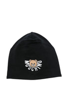 Berretto per bambini Moschino Kids nero con logo Teddy Bear - Rubino Kids