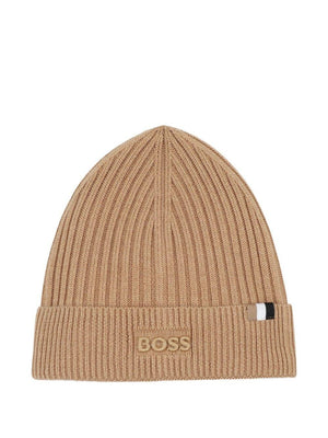 Berretto per bambino Boss Kids beige con applicazione con logo
