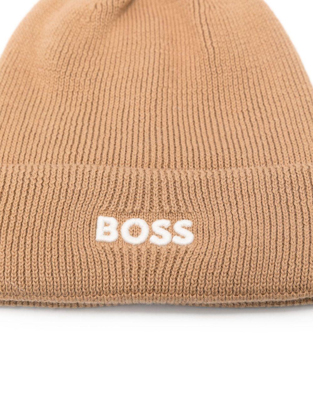 Berretto per bambino Boss Kids beige con logo ricamato - Rubino Kids