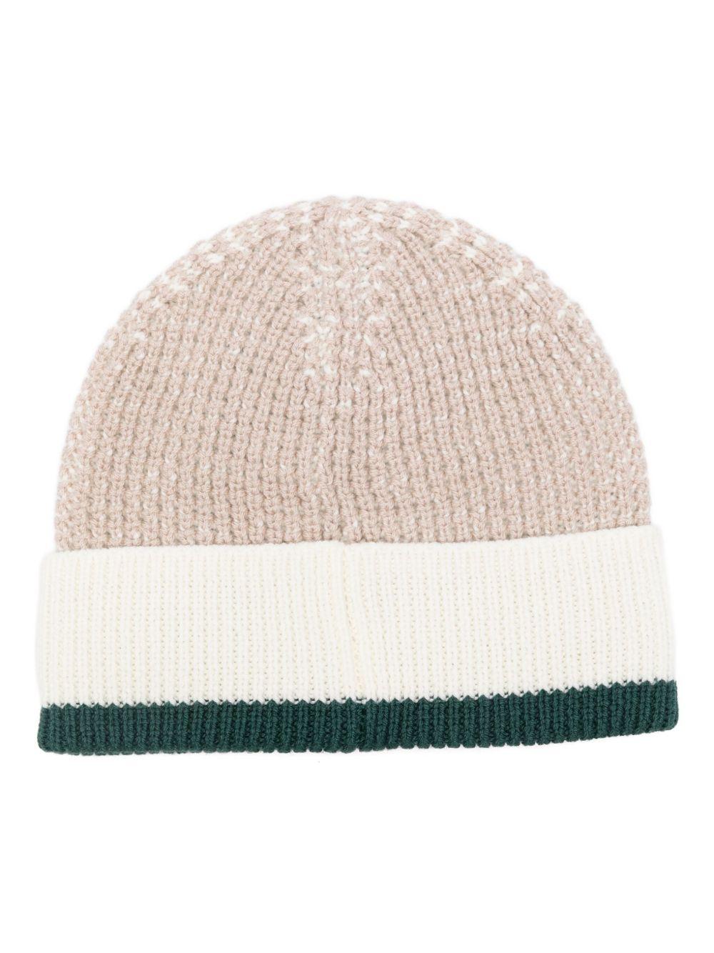 Berretto per bambino Emporio Armani Kids beige con toppa con logo - Rubino Kids