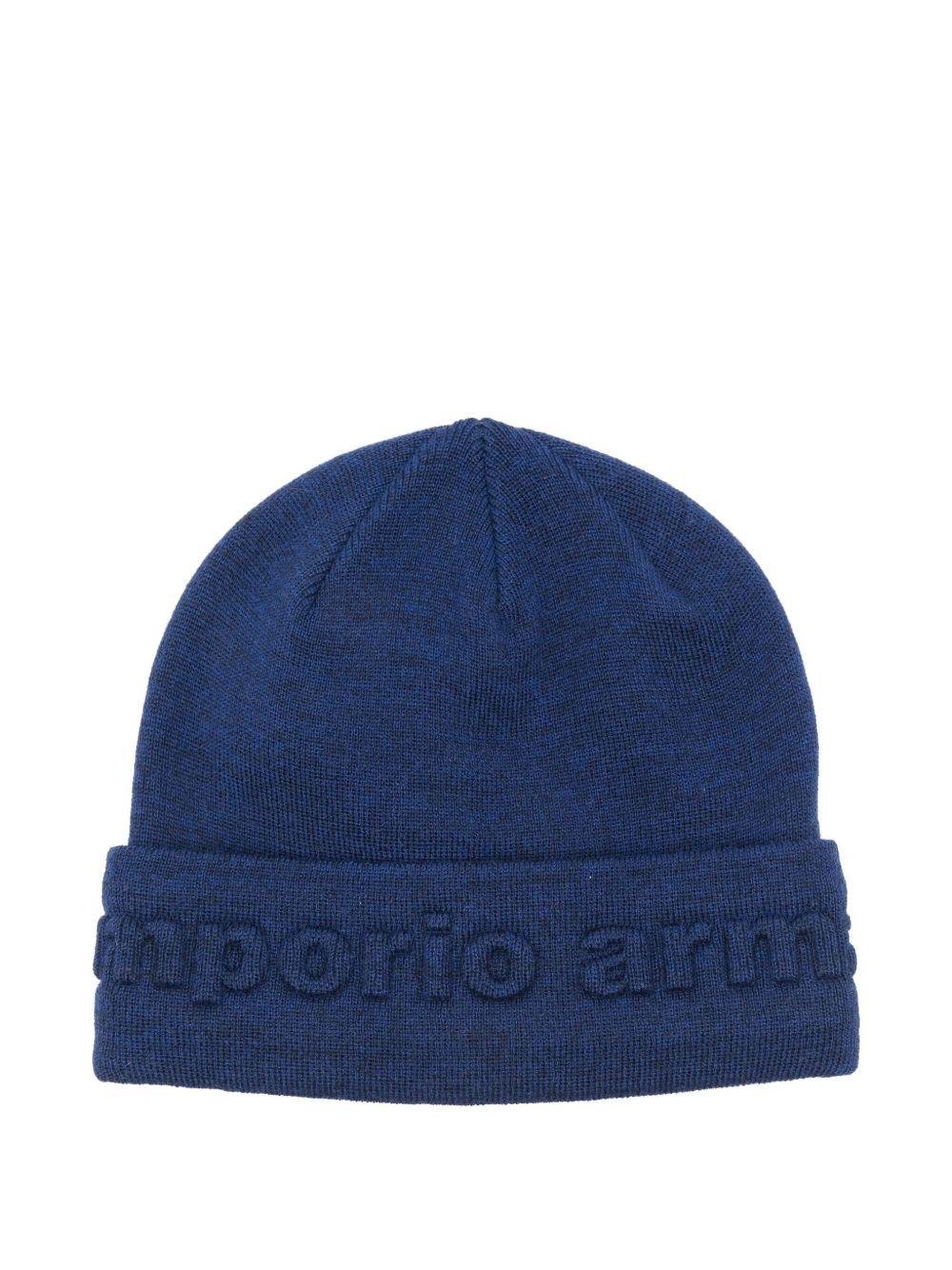 Berretto per bambino Emporio Armani Kids blu con logo - Rubino Kids