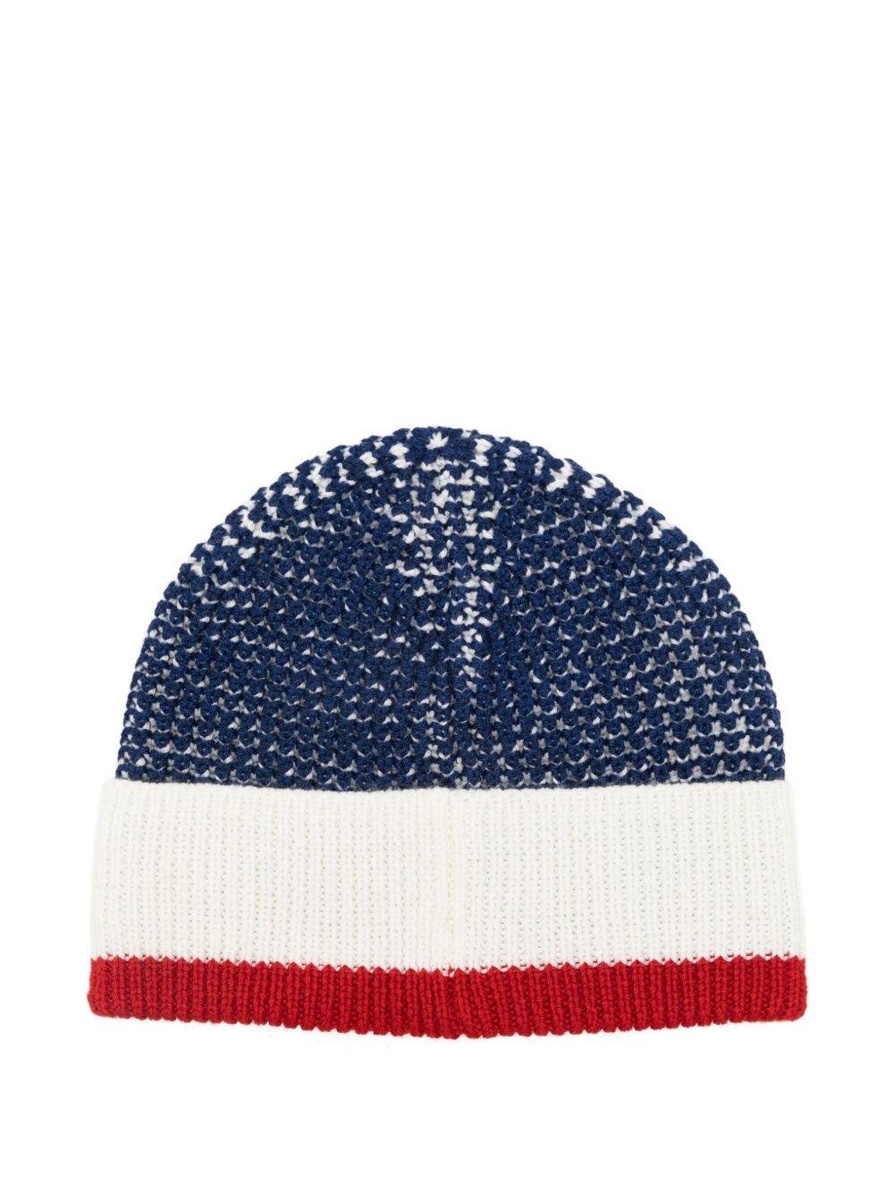 Berretto per bambino Emporio Armani Kids blu con toppa con logo - Rubino Kids