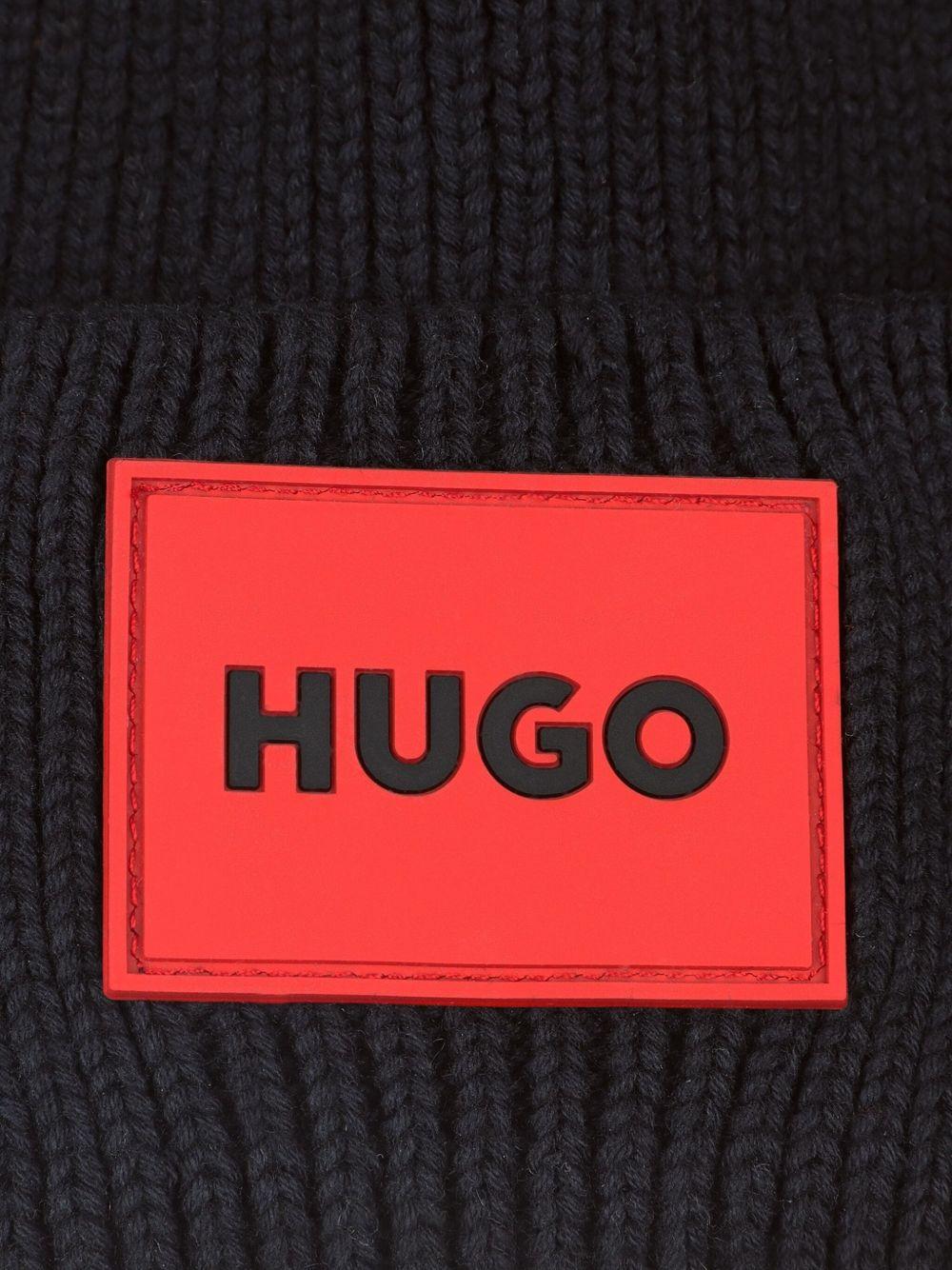 Berretto per bambino Hugo Kids nero con applicazione logo - Rubino Kids