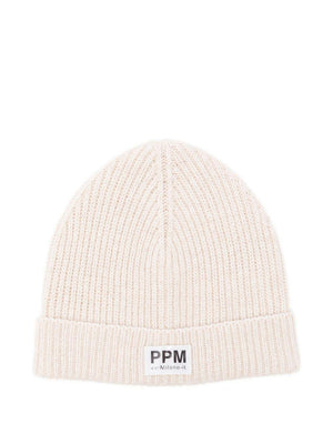 Berretto per bambino Paolo Pecora Kids beige con motivo a coste
