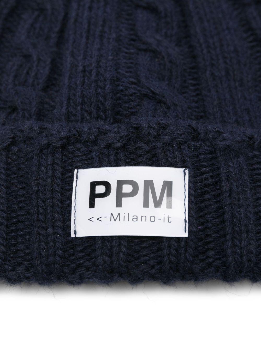 Berretto per bambino Paolo Pecora Kids blu con motivo a trecce - Rubino Kids