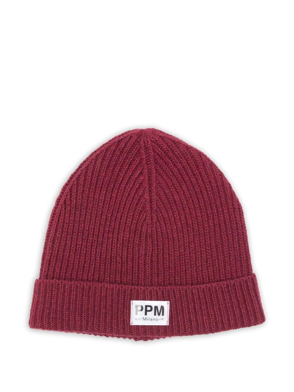Berretto per bambino Paolo Pecora Kids bordeaux con motivo a coste - Rubino Kids