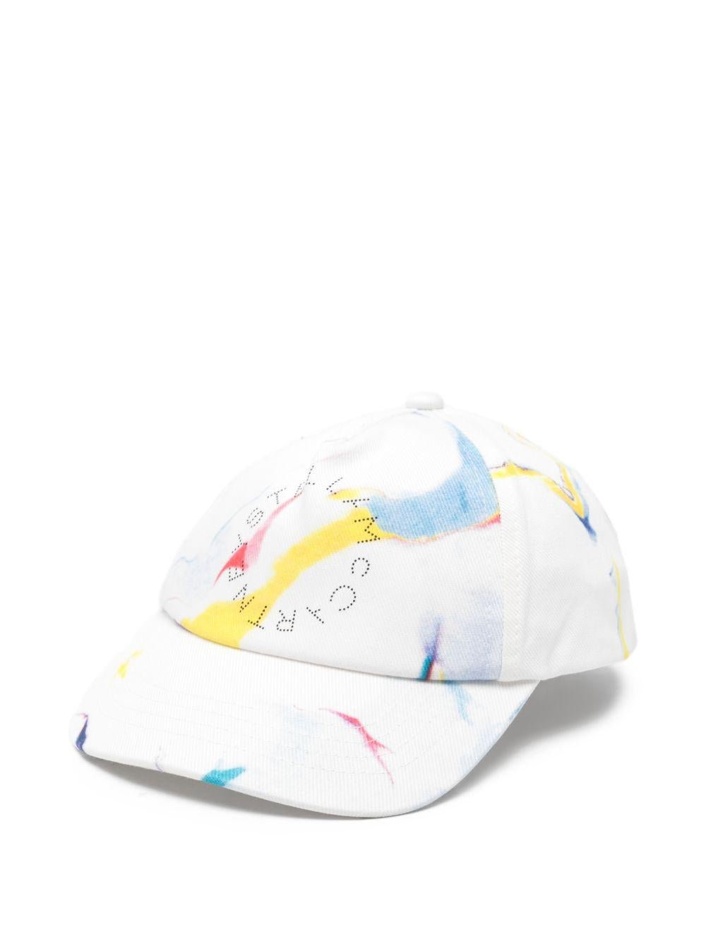 Berretto per bambino Stella McCartney Kids bianco con stampa baseball - Rubino Kids