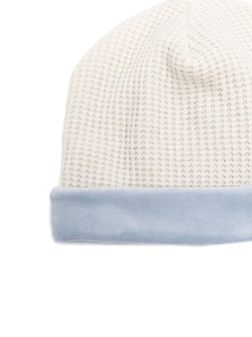 Berretto per neonata La Stupenderia bianco con decorazione azzurra - Rubino Kids