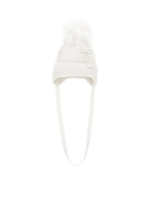 Berretto per neonata Monnalisa bianco con decorazione con strass - Rubino Kids