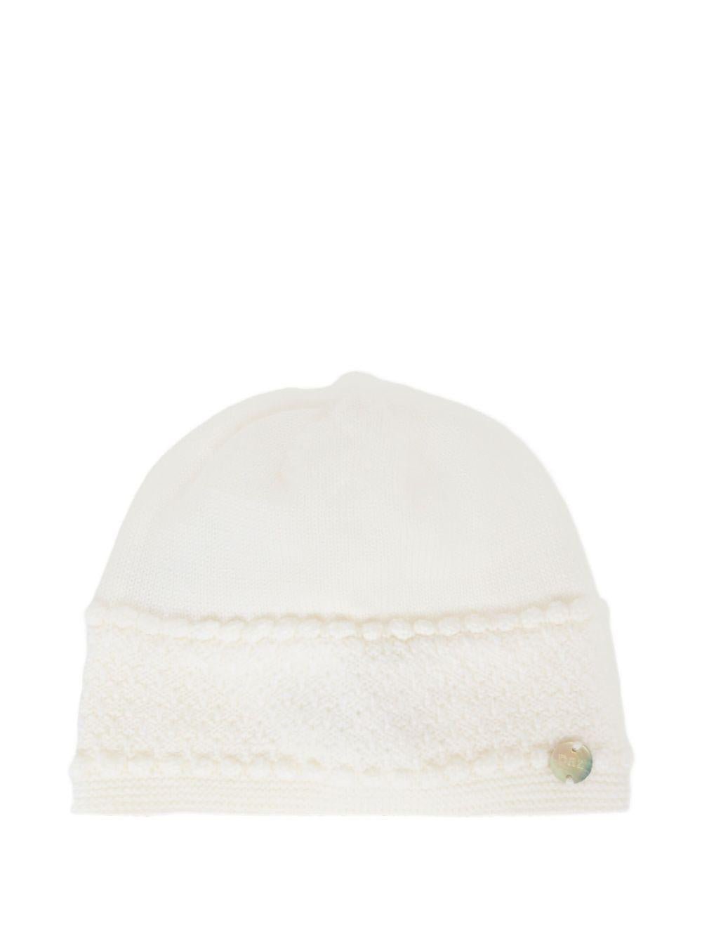 Berretto per neonati Paz Rodrìguez bianco con fascia testurizzata - Rubino Kids
