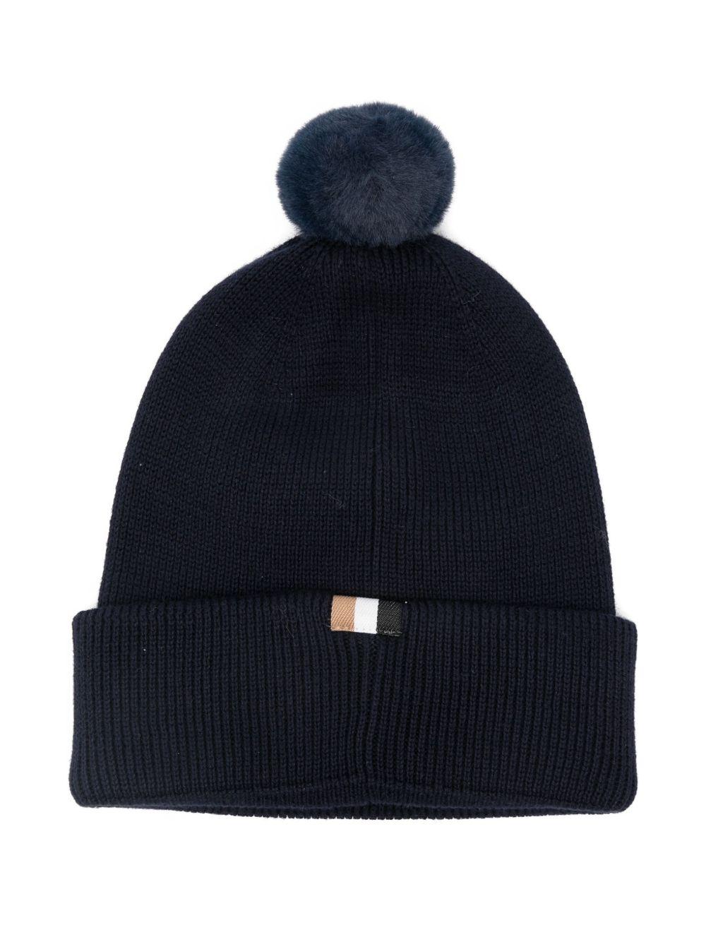 Berretto per neonato Boss Kids blu con dettaglio pompon - Rubino Kids