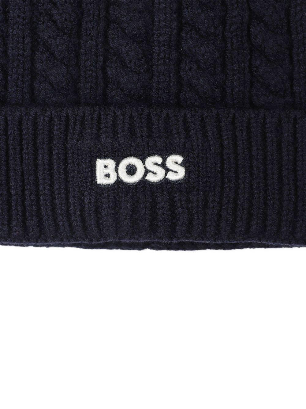 Berretto per neonato Boss Kids blu con logo - Rubino Kids