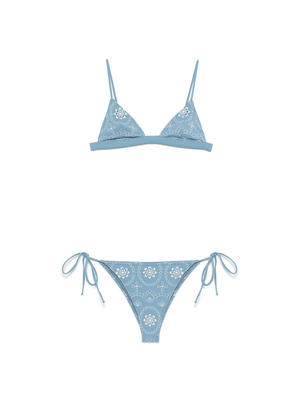 MC2 Saint Barth Marielle Bikini for Women in Light Blue with Floral Pattern