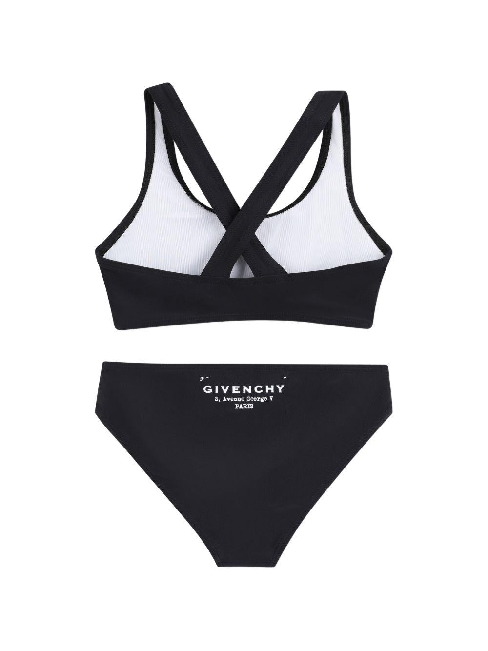 Bikini per bambina Givenchy Kids nero con stampa logo - Rubino Kids