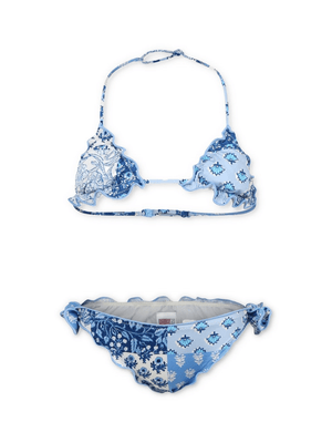 Bikini per bambina MC2 Saint Barth Kids Cris azzurro con design classico