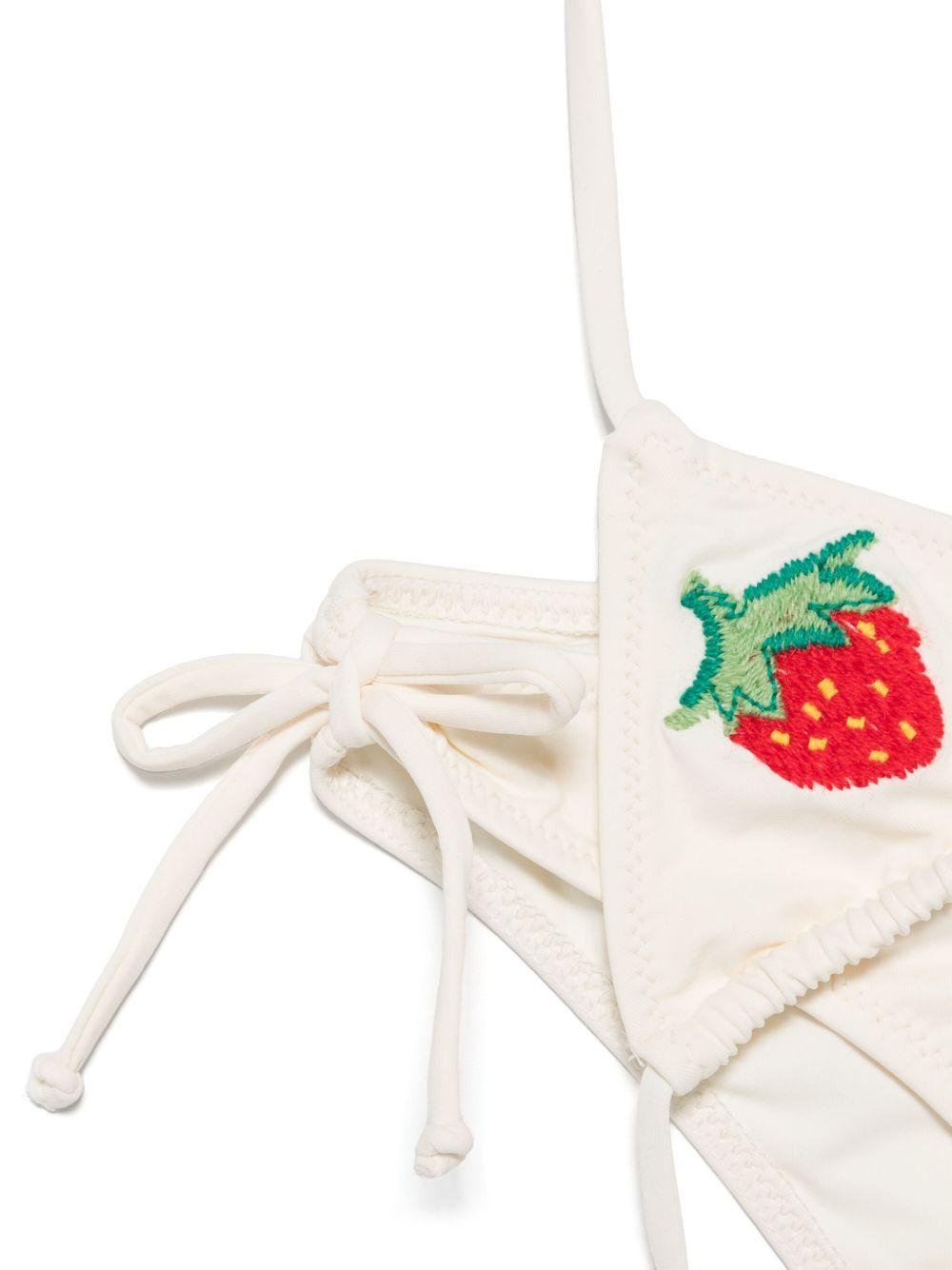 Bikini per bambina MC2 Saint Barth Kids Holly beige con laccetti con nodo - Rubino Kids